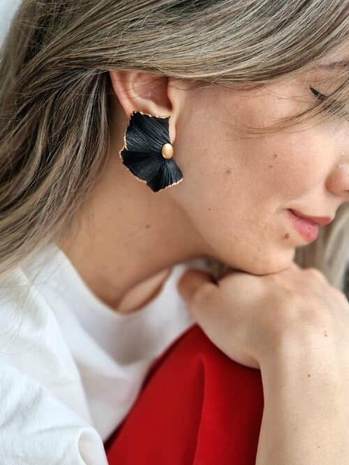 Cercei Petale zig zag Black