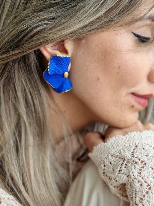 Cercei Petale zig zag Royal Blue