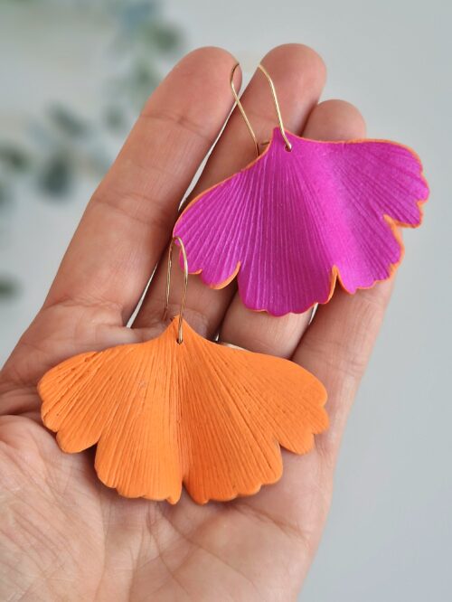 Cercei Ginkgo mare duo orange&fuchsia
