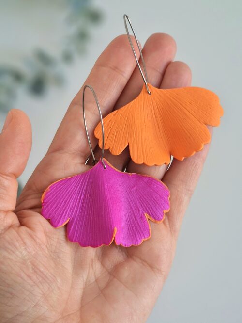 Cercei Ginkgo mare duo fuchsia&orange