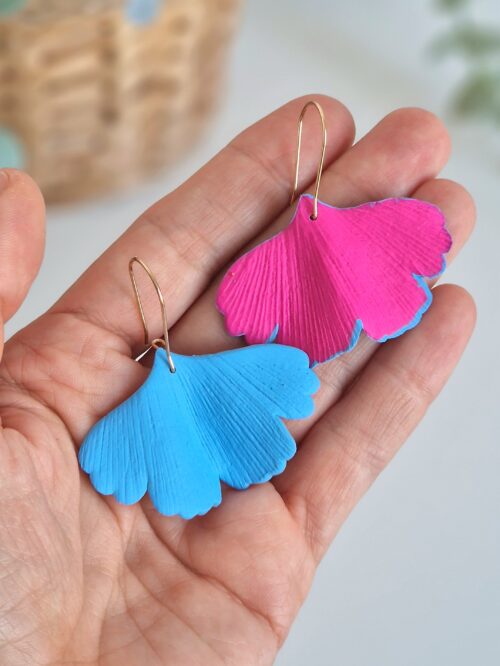 Cercei Ginkgo mic duo blue&fuchsia