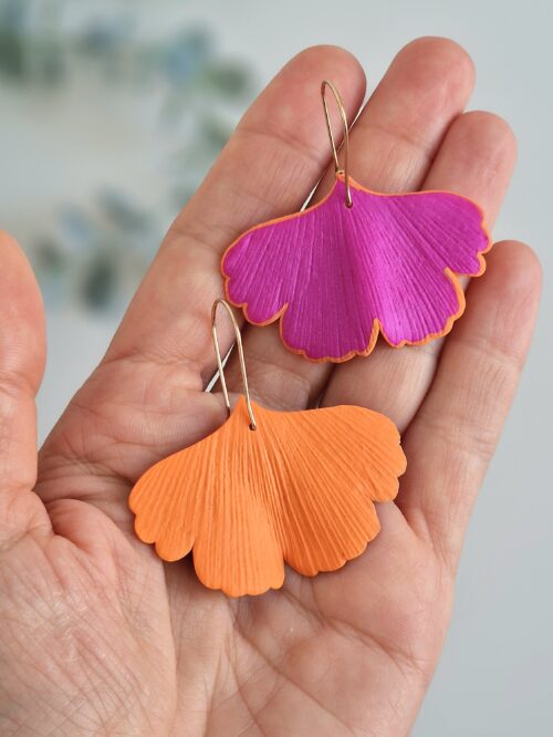 Cercei Ginkgo mic duo orange&fuchsia