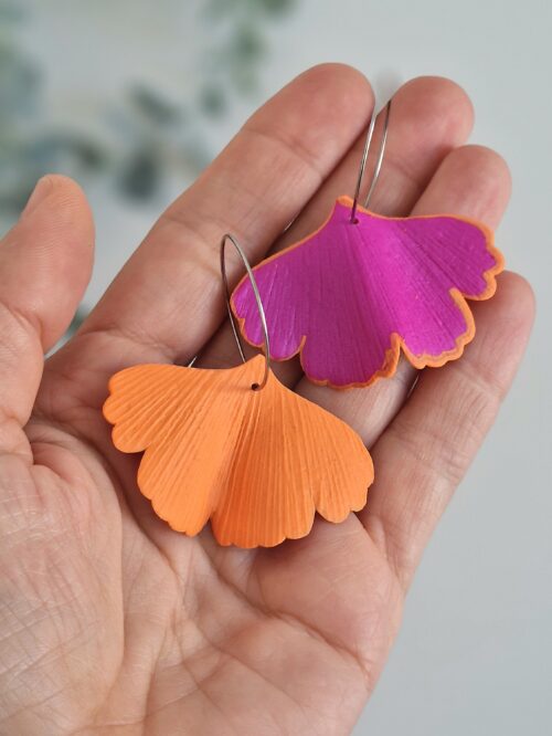 Cercei Ginkgo mic duo fuchsia&orange