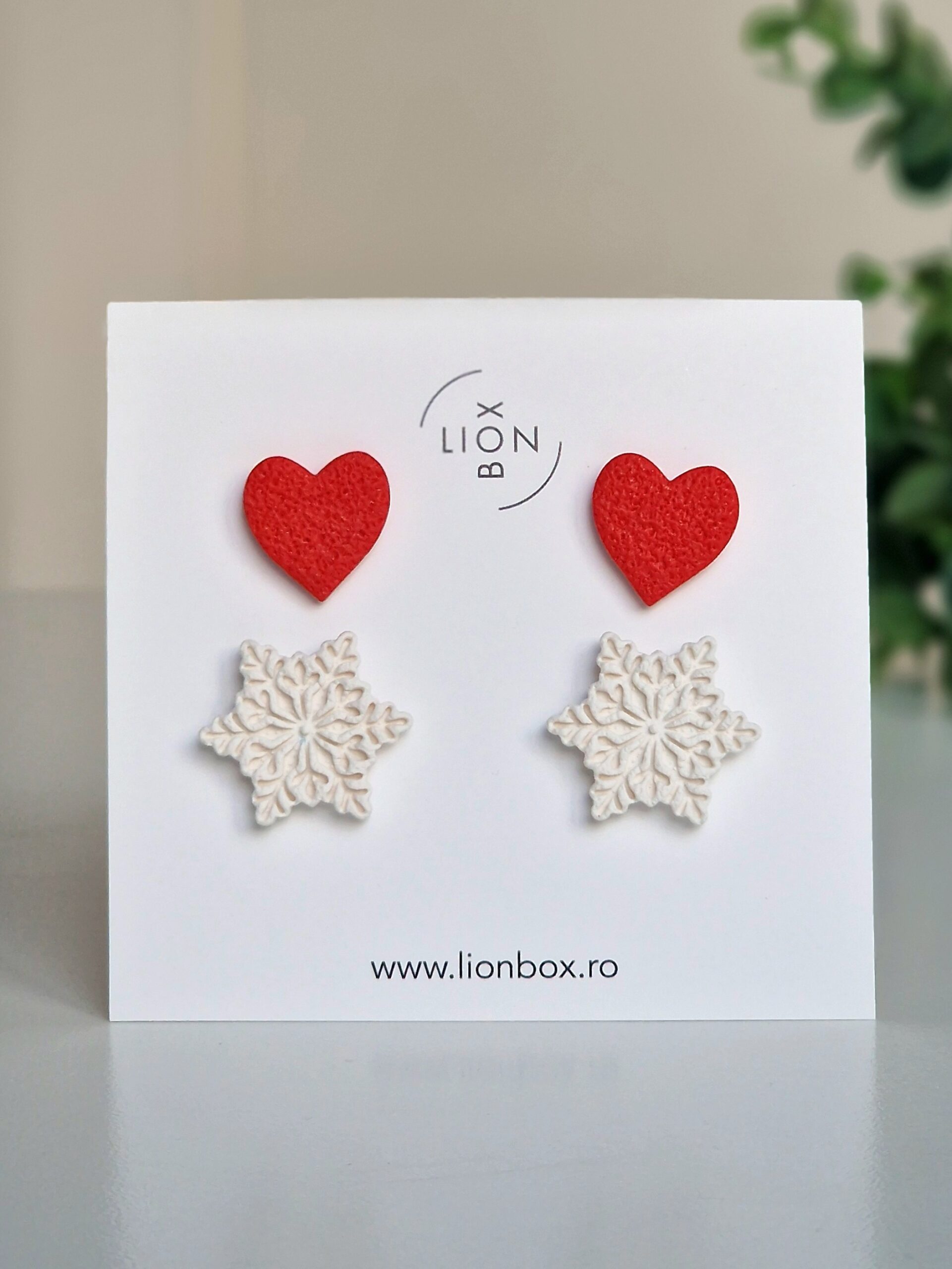 Cercei Inima roșie cu fulg
