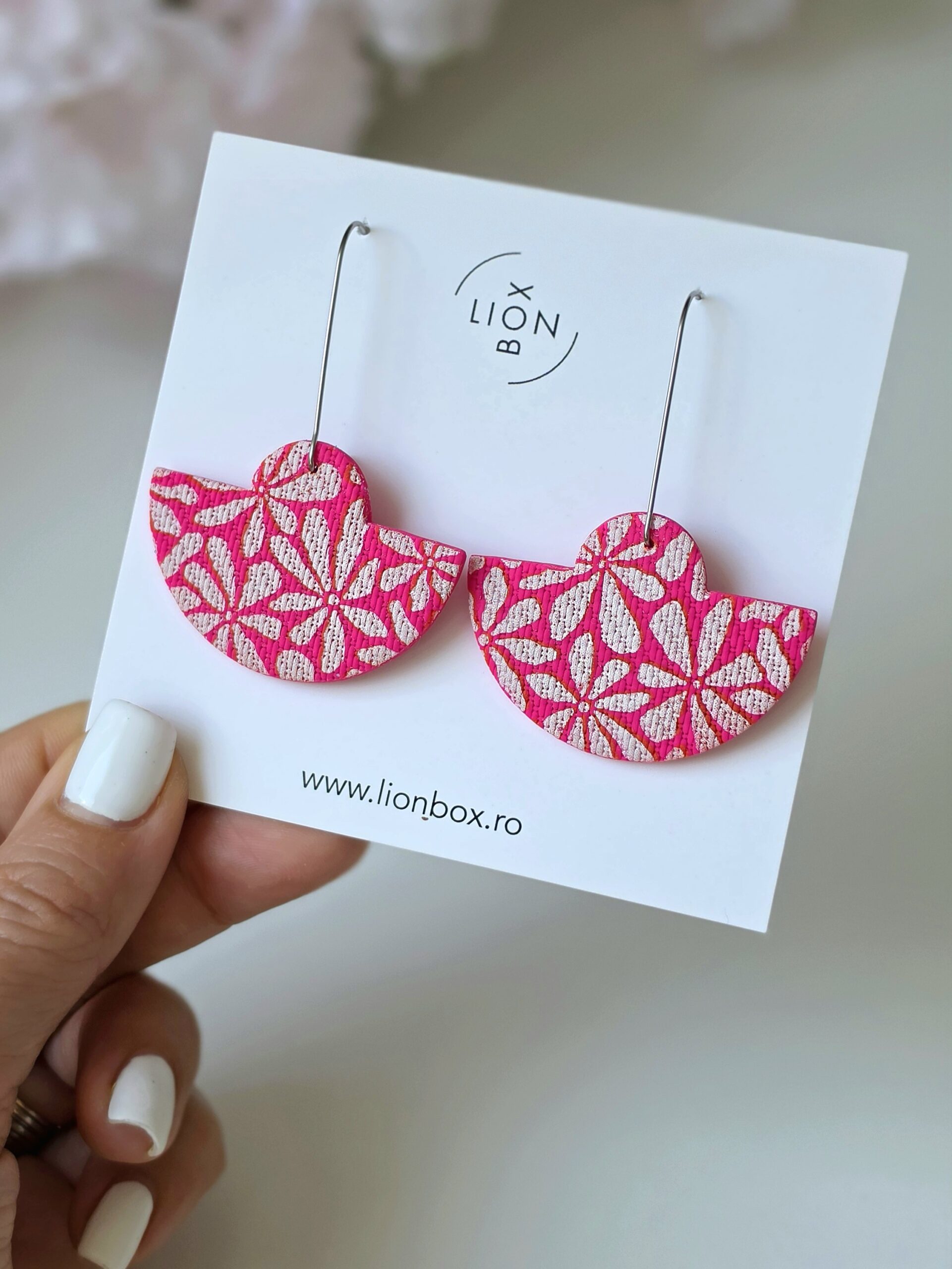Cercei Evantai Pink Lace